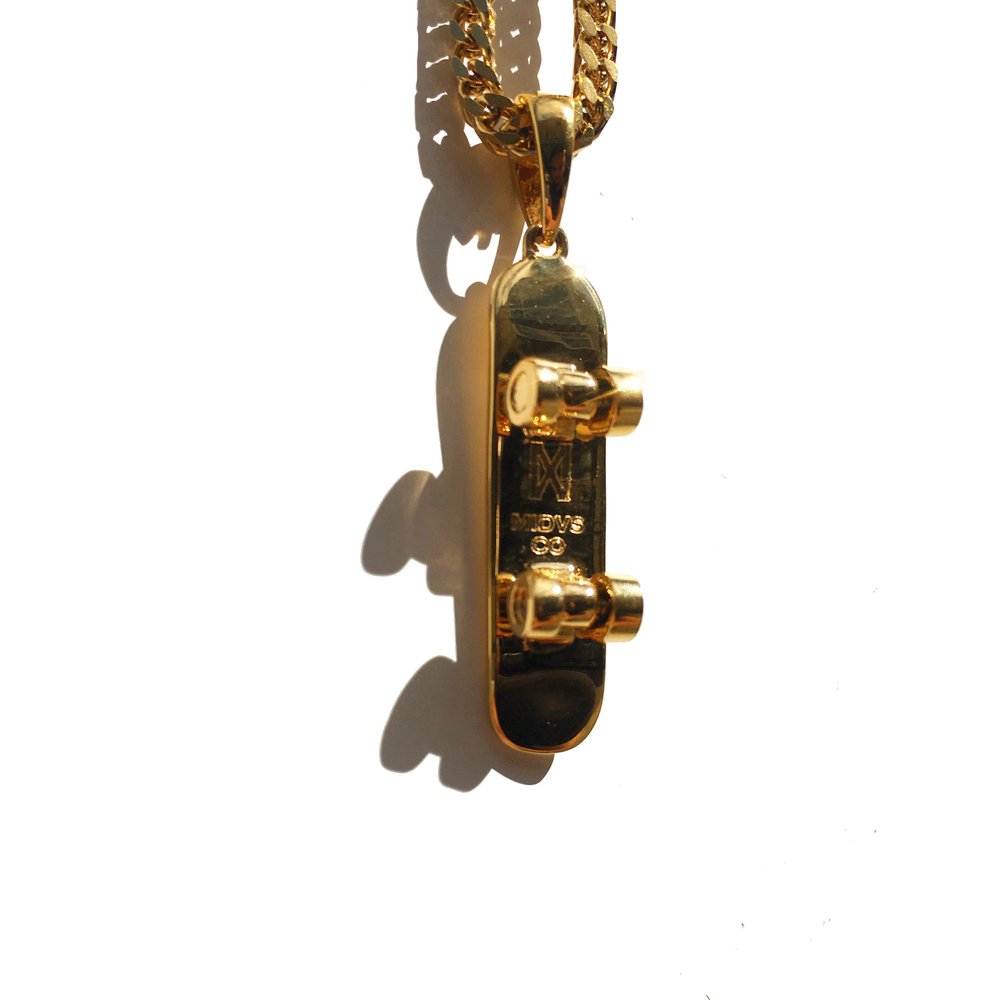 The 'Deck' Skateboard Micro Pendant Necklace - Gold