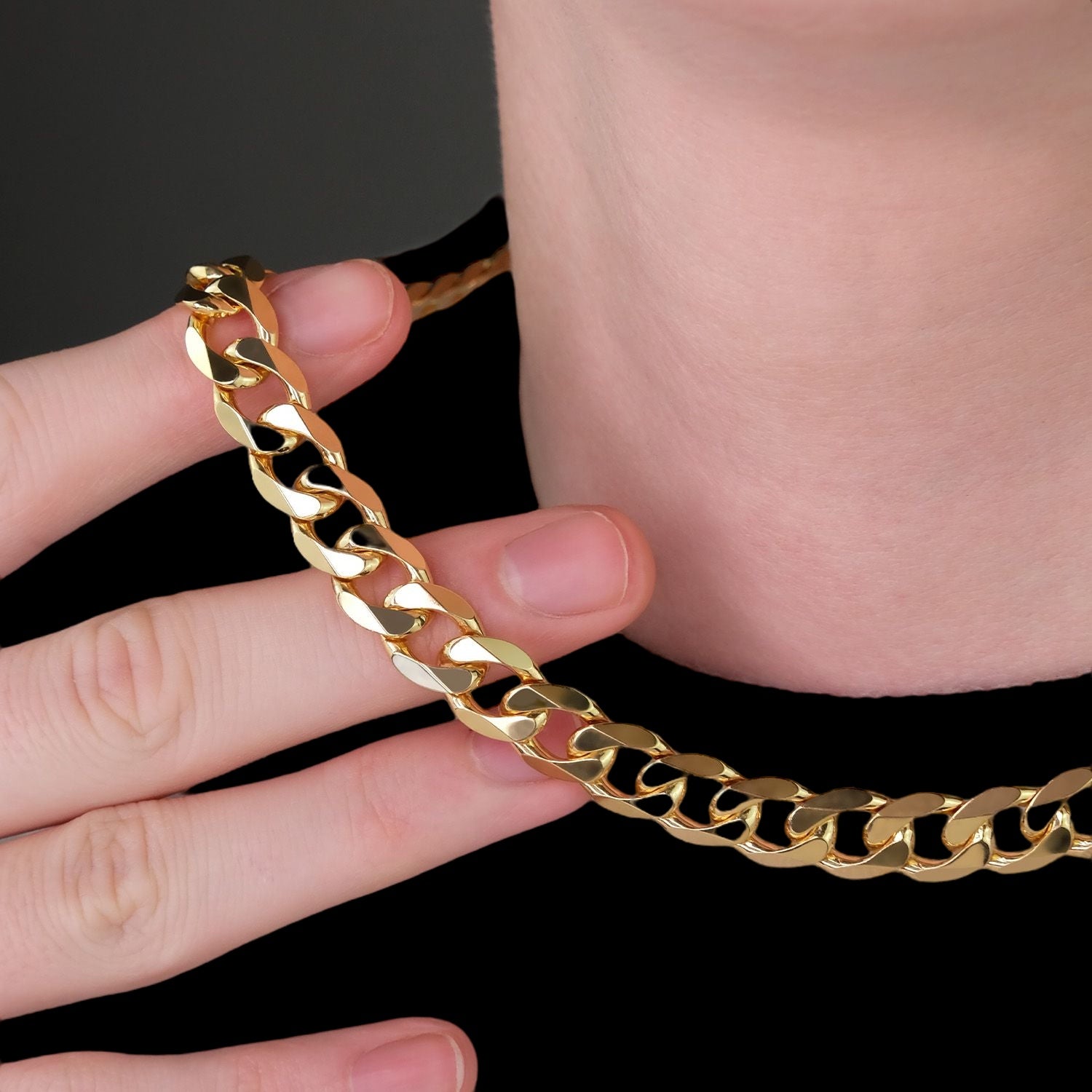 10mm 9ct solid Gold Curb Link Chain | 20" - 24"