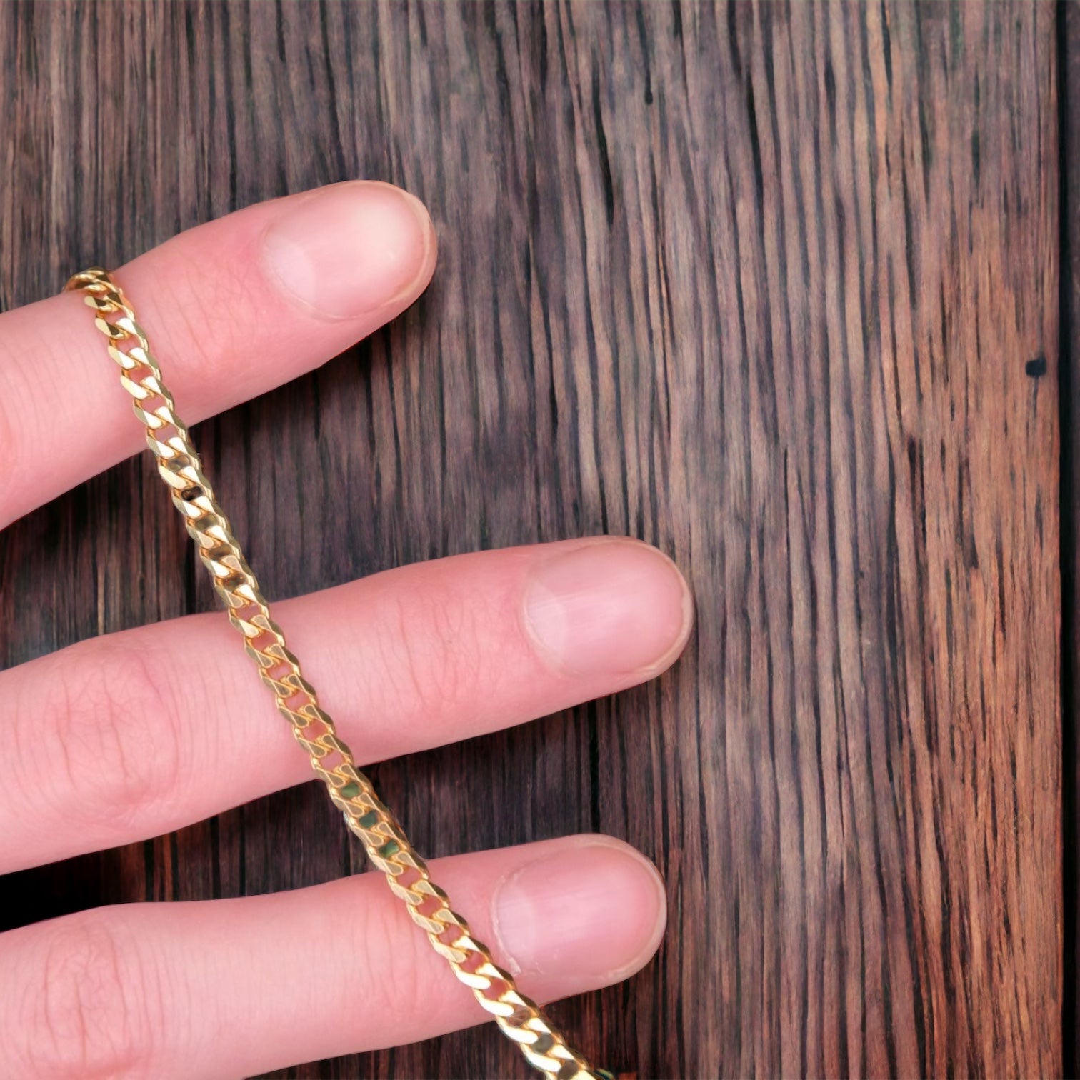 3.8mm 9K Solid Gold Curb Link Bracelet