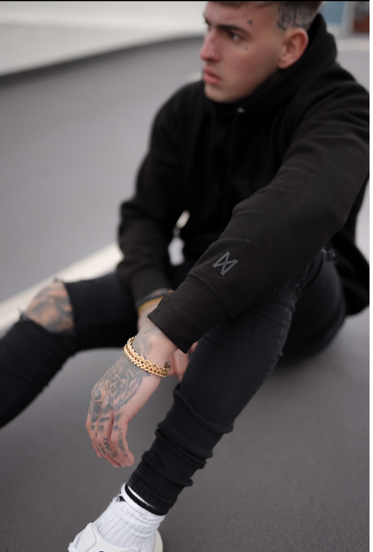 Midas Co Rubber Box Logo Hoody - Black / Black