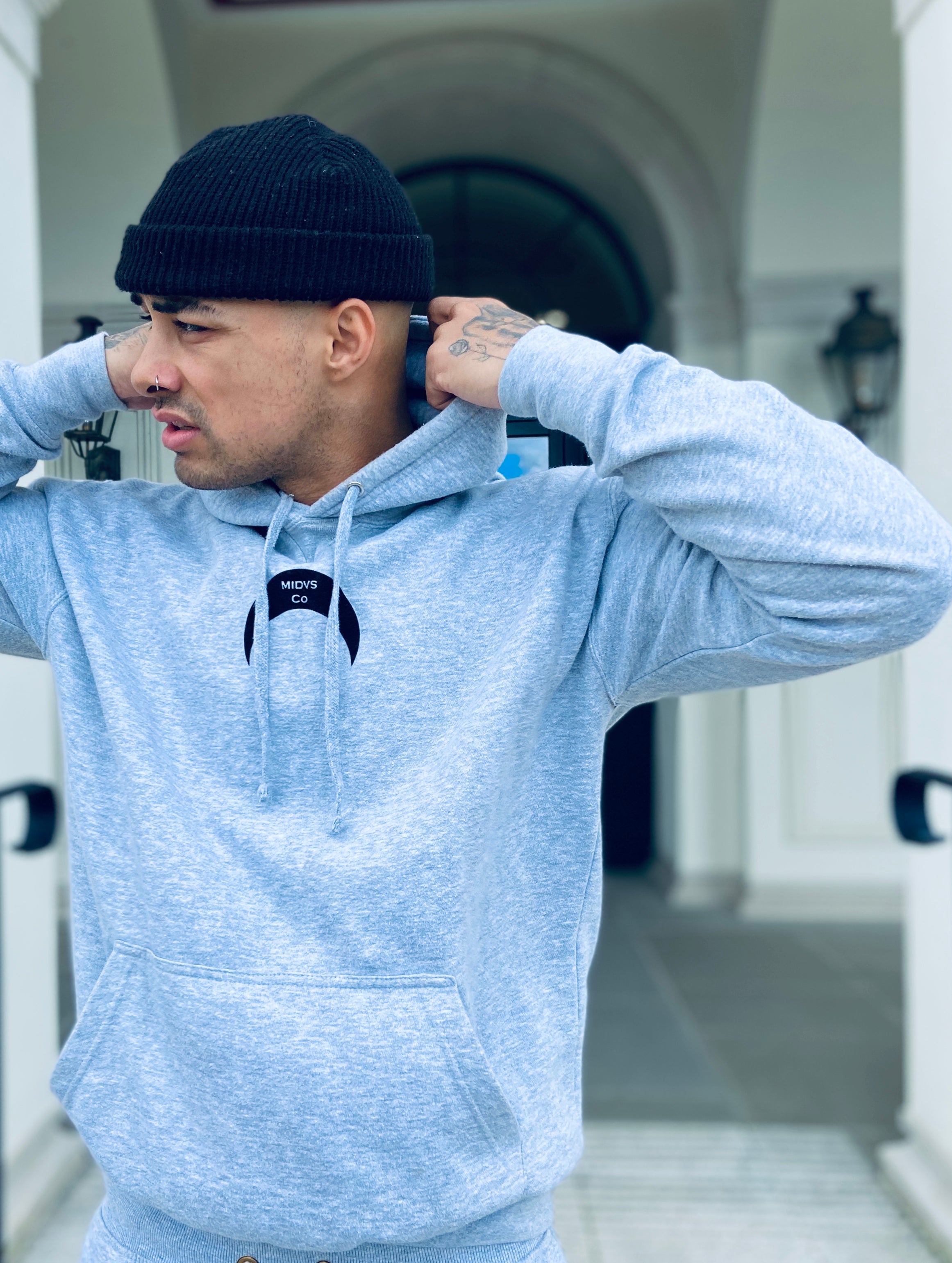 Midas Co Crescent Pack Logo Heavyweight Hoody - Grey