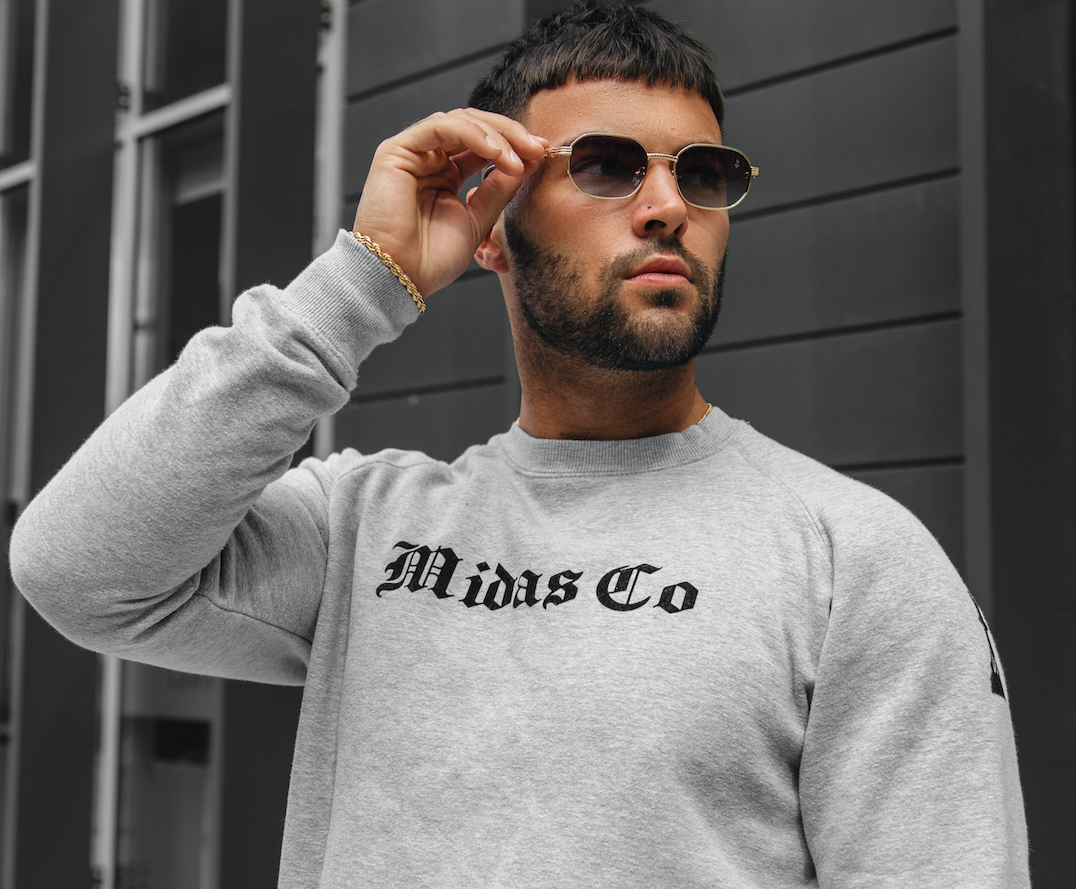 The OE Checkmate Crewneck Jumper - Grey