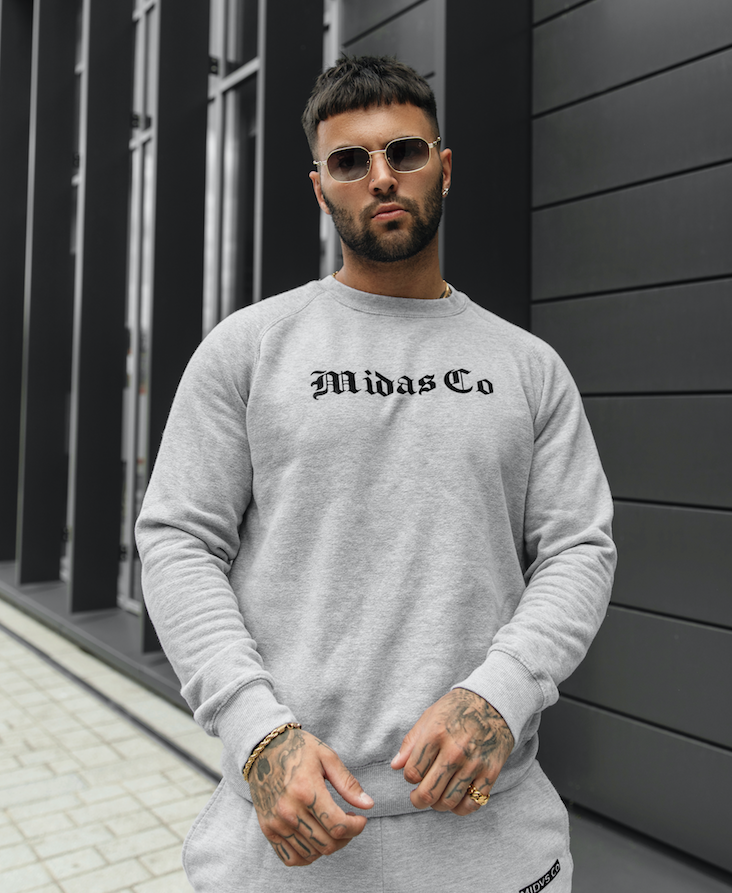 The OE Checkmate Crewneck Jumper - Grey