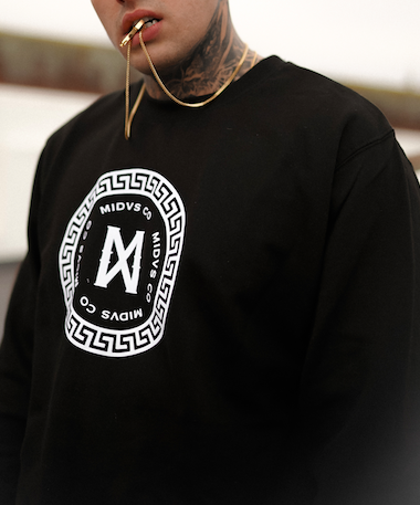 Midas Co Superior Key Flock Print Crewneck - Black / White