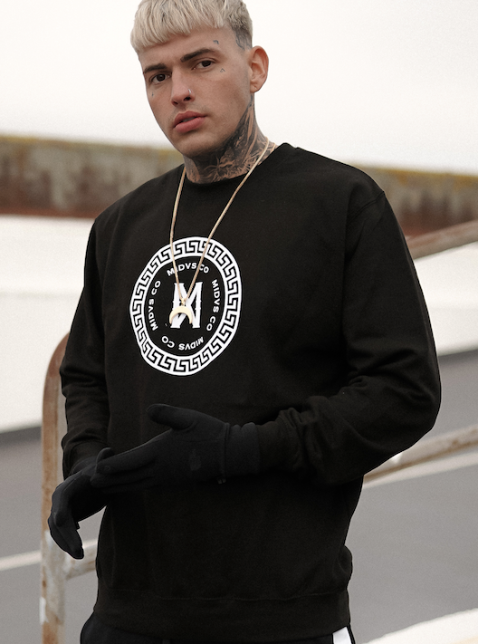 Midas Co Superior Key Flock Print Crewneck - Black / White
