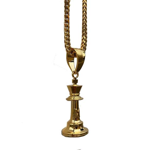 'Checkmate' King Chess Piece Micro Pendant - Gold