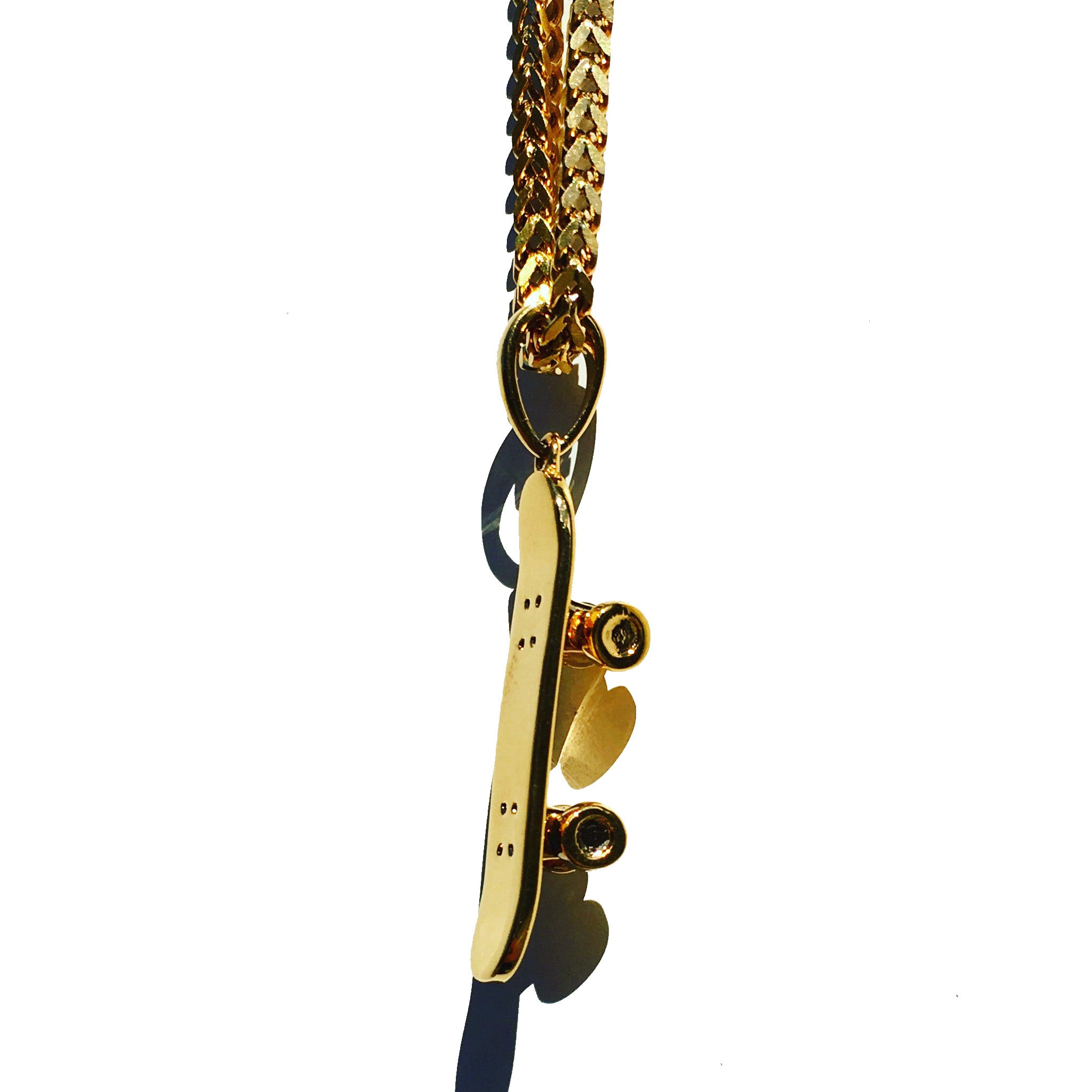The 'Deck' Skateboard Micro Pendant Necklace - Gold