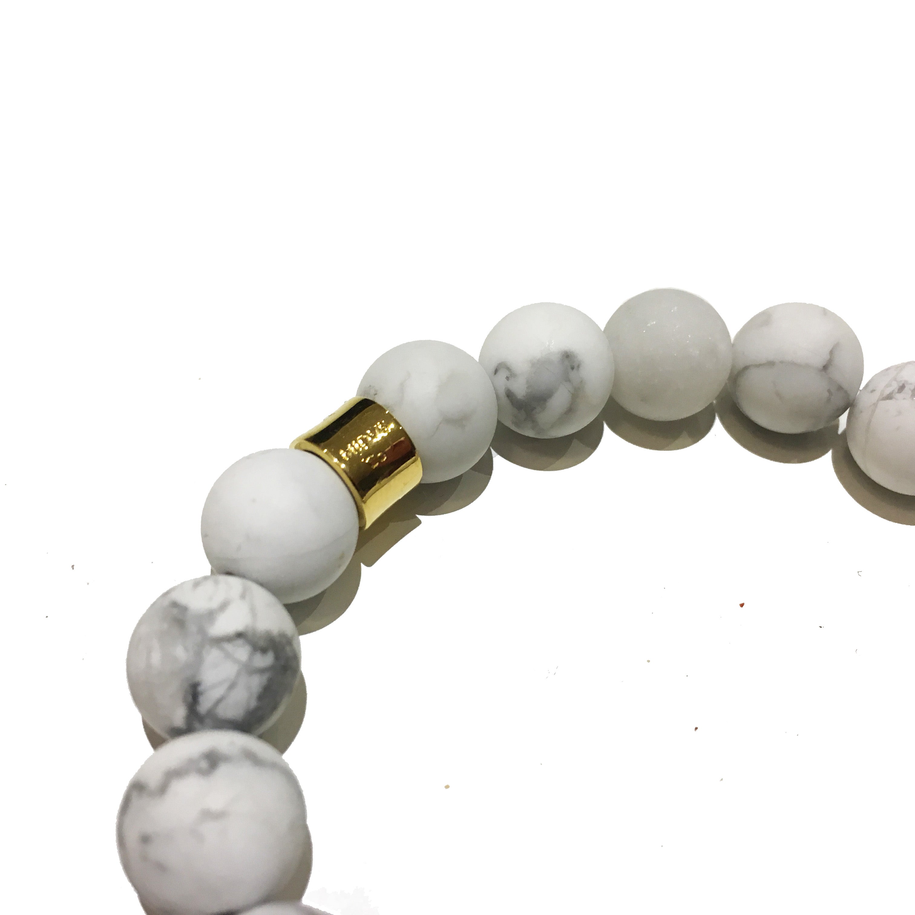 The Kranion White Beaded Skull Bracelet - Gold